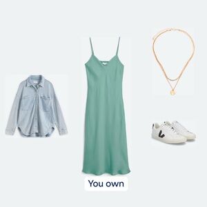 Z Supply Selina Midi Satin Slip Dress | Teal Green | Size XL
